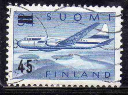 SUOMI FINLAND FINLANDIA FINLANDE 1959 SURCHARGED AIR POST MAIL AIRMAIL CONVAIR OVER LAKES 45 On 34m USED USATO OBLITERE' - Usati