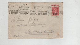 Tampon Metz Foire Exposition 1928 Geiger Sainte Ménehould Timbre Surcharge - Lettres & Documents