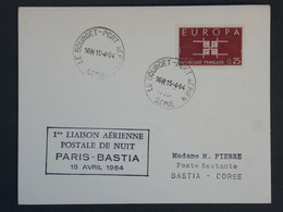 BI 3 FRANCE BELLE LETTRE RR 1964  1ER VOL PARIS  A  BASTIA CORSE + AFFRANCH. PLAISANT - 1960-.... Covers & Documents