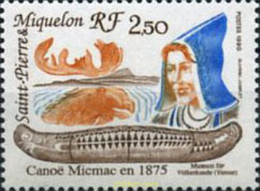 29787 MNH SAN PEDRO Y MIQUELON 1990 CANOA MICMAC. - Gebruikt