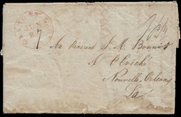 1847, 27 JUNE STAMPLESS ENTIRE GRAND COTEAU, LOUISIANA - JESUITS COLLEGE ST. CHARLES - BELGIAN JESUIT - 1845-47 Postmaster Provisionals