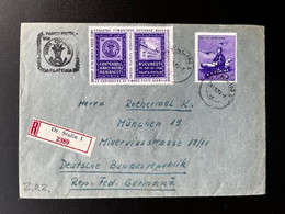 ROMANIA ROMINA 1959 REGISTERED LETTER ORASUL STALIN BRASOV TO MUNICH 14-01-1959 ROEMENIE  RUMANIEN - Covers & Documents