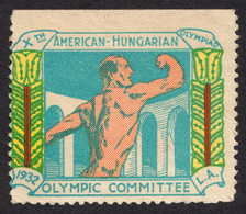 Olympic Games LOS ANGELES Stadium USA 1932  LABEL CINDERELLA VIGNETTE Hungary American - Hungarian HUNGARIKA - Sommer 1932: Los Angeles