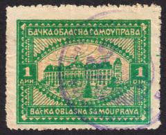 1929 Yugoslavia Vojvodina - Local Revenue Tax Stamp - Backa / Bacska Region - Sombor Zombor Hungary County House / 1 Din - Officials
