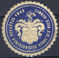 Coat Of Arms ZOMBOR SOMBOR Close VIGNETTE LABEL CINDERELLA - CITY TOWN Yugoslavia Hungary 1849 - Prephilately