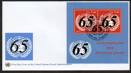 UNO Genf 2010  MiNr. 719 (2) (im Block 29) FDC  65 Jahre UNO - Lettres & Documents