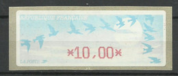 Vignette D'affranchissement Oiseaux De Jubert  10,00 F  Neuve  B/TB Voir Scan Soldé ! ! ! - 1990 « Oiseaux De Jubert »