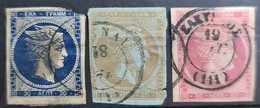 GREECE 1862-67 - Canceled - Sc# 20, 21, 22 - Usados