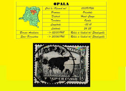 1952 (°) BELGIAN CONGO / CONGO BELGE =  COB 325 OPALA CANCELATION STUDY OKAPI - Variétés Et Curiosités