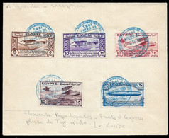 1933 EGYPT, AIRMAIL AVIATION CONGRESS SET OF 5 Yv. 150/54, COMMEMORATIVE CANCEL - Luchtpost