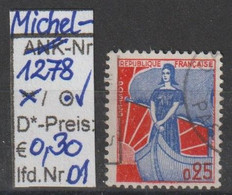 1960 - FRANKREICH - FM/DM "Marianne Am Bug" 0,25 Fr Orangerot/blau - O Gestempelt - S.Scan (fr 1278o 01-04) - 1959-1960 Marianne In Een Sloep