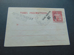 Rare Enveloppe Pneumatique Française à 75c Avec Surcharge Taxe Réduite à 60c Utilisée Par Postes Militaires Belges - Abarten