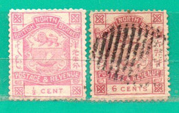 1 Australia-Borneo 1889/92 Yvert 34 Y 40 Usados TT:Barcos,Leones - Usati