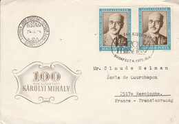 HONGRIE LETTRE FDC 1975 KAROLYI MIHALY - Storia Postale