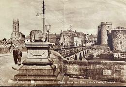 IRELAND 1948, USED POSTCARD TO USA, TREATY STONE & KING JOHN'S CASTLE,LIMERICK CITY,3D BLUE AIR STAMP - Lettres & Documents