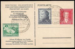 1949.28.8 BIZONE - GOETHE SATZ Mi. 108-110 SONDERSTEMPEL 200 GEBURTSTAG - Lettres & Documents