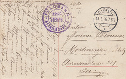 CP FELDPOST (FELDBAHN BETRIEBSAMT)  OBL. SIERPO Du 13.2.1916 Adressée à MONTENINGEN/METZ - Feldpost (franchise)