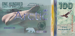 Arctic 100 Dollars 2020 Beluga POLYMER  Emission Privée UNC - Fiktive & Specimen