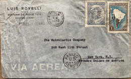 ARGENTINA-1942, WORLD WAR-2, COVER USED TO USA,PASSED US CENSOR CANCEL, PRIVATE COVER, LUIS ROVELLI, MAP, BUFFALO STAMP. - Cartas & Documentos