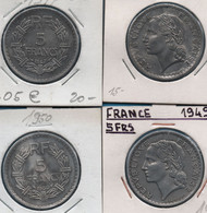 FRANCE 4 X 5 FRANCS 1947-47B-49-50 Lavrillier KM# 888b - 5 Francs
