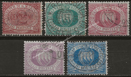 SM26-30U - San Marino 1894/99, Sassone Nr. 26-30, Serie Completa Di 5 Francobolli Usati - Usados