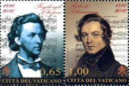 255219 MNH VATICANO 2010 BICENTENARIO DE ROBERT SCHUMANN Y FRÉDÉRIC CHOPIN - Oblitérés