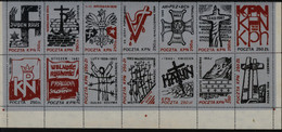 POLAND SOLIDARNOSC SOLIDARITY 1989 KPN POLISH MONTHS 1939-89 SET OF 14 SILVER STRIPS T2 Barbed Wire Warsaw Uprising WW2 - Solidarnosc-Vignetten