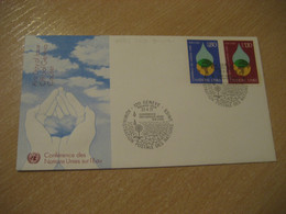 GENEVE 1977 Yv 64/5 Conference Water Eau Environment FDC Cancel Cover UNO SWITZERLAND Energy Energie - Water