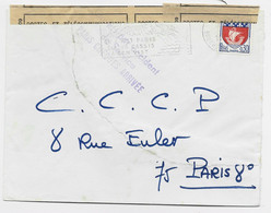 FRANCE BLASON 3C LETTRE CASSIS 1965 POUR PARIS + BANDE PTT OUVERT PAR ACCIDENT DE SERVICE PARIS CHEQUES ARRIVEE - Unfallpost