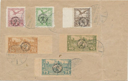 Romania 1919 Occupation In Hungary 2nd Debrecen Issue 6 Stamps Cancelled On Cover, Including Chalky Paper Varieties - Local Post Stamps
