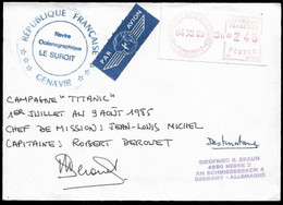 1985 S.S TITANIC EXPEDITION LE SUROIT - JEAN LOUIS MICHEL . CAP. ROBERT DROUET - SIGNED - Barche