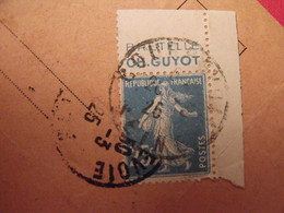 Lettre + Timbre Pub Publicitaire Semeuse 25c Bleu N° 140. Bretelle Guyot. Publicité Carnet Réclame - Brieven En Documenten