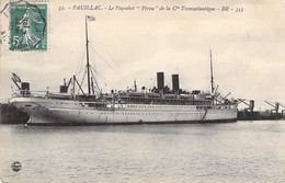 CPA France - Gironde - Pauillac - Le Paquebot Pérou De La Cie Transatlantique - B. R. - Oblitération Ambulante 1910 - Pauillac