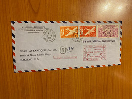 LETTRE SAINT PIERRE ET MIQUELON R 1948 1ere LIAISON POSTALE AÉRIENNE POUR LE CANADA - Storia Postale