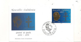 NOUVELLE CALÉDONIE 28 MARS 95 ENVELOPPE PREMIER JOUR GÉNÉRAL DE GAULLE TIMBRE N° 682 - Lettres & Documents