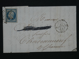 L32 FRANCE  BELLE LETTRE 1854  ETOILE DE PARIS  A CHATEAUNEUF + NAPOLEON N° 10+ TEMOIGNAGE +AFF.INTERESSANT +++ - 1852 Louis-Napoleon