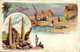 PC EGYPT, OBÉLISQUES Á KARNAK, PYRAMIDES, Vintage LITHO Postcard (b35126) - Piramiden