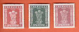 India 1958 -1969 / Capital Of Asoka Pillar 2, 5, 10 R, Service Stamps / MNH - Official Stamps