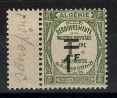 Algérie - Variété - Taxe YV 22a N** MNH Luxe (Charnière Sur BdF) , " Sans Point Après F " - Postage Due