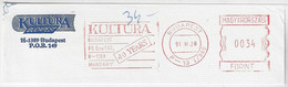 Hungary 1991 Fragment Cover From Budapest Meter Stamp With Slogan 40 Years Of Kultúra - Lettres & Documents