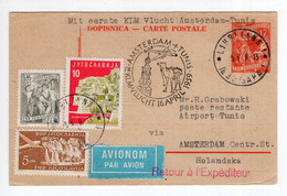 1959. YUGOSLAVIA,SLOVENIA,AIRMAIL,LJUBLJANA-AMSTERDAM-TUNIS-LJUBLJANA,RETURNED,KLM FIRST FLIGHT TO TUNISIA - Luftpost