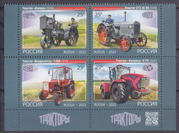 2022 Russia 3149-3152VB History Of The Russian Tractor Industry. 9,20 € - Unused Stamps