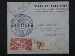 R32 MADAGASCAR   BELLE LETTRE COSMOS   1947 TANANARIVE A BORDEAUX  FRANCE +++AFF. INTERESSANT +++ - Luftpost