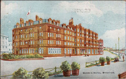 ! Old Postcard Queens Hotel, Brighton - Brighton