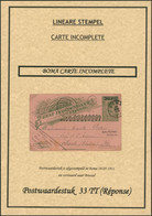 Congo Belge - EP Au Type N°33TT Réponse (SBEP) 10ctm Vert Expédié De Boma (1911) "carte Incomplète" > Brussel - Enteros Postales