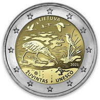 LITUANIA 2 EURO 2021 COMMEMORATIVO BIOSFERA ZUVINTAS FIOR DI CONIO     B.U. FROM ROLLS - Lithuania