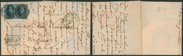 Médaillon - N°4 X2 (supperposé) Sur LAC Obl P24 çàd Bruxelles (1851) > Spa + Réponse écrite Sur Le Devant. - 1849-1850 Medaillen (3/5)