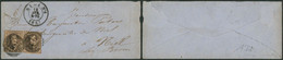 Médaillon - N°10 En Paire Touché Sur Env. Obl Ambulant "M. VI" (Midi N°6) + Griffe Manuscrite ROUX > Niel - 1858-1862 Medaillen (9/12)