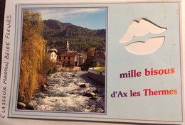 Cpm à Trou,  Mille Bisous D'Ax Les Thermes, 09 Ariège, écrite, éd As De Coeur - Ax Les Thermes