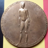 ! PROMO 60€ ! BELGIQUE EXPO 1958 MEDAILLE POUR UN MONDE PLUS HUMAIN VOOR EEN HUMANER WERELD ! DOREE ! 71.5MM 123GR - Royal / Of Nobility